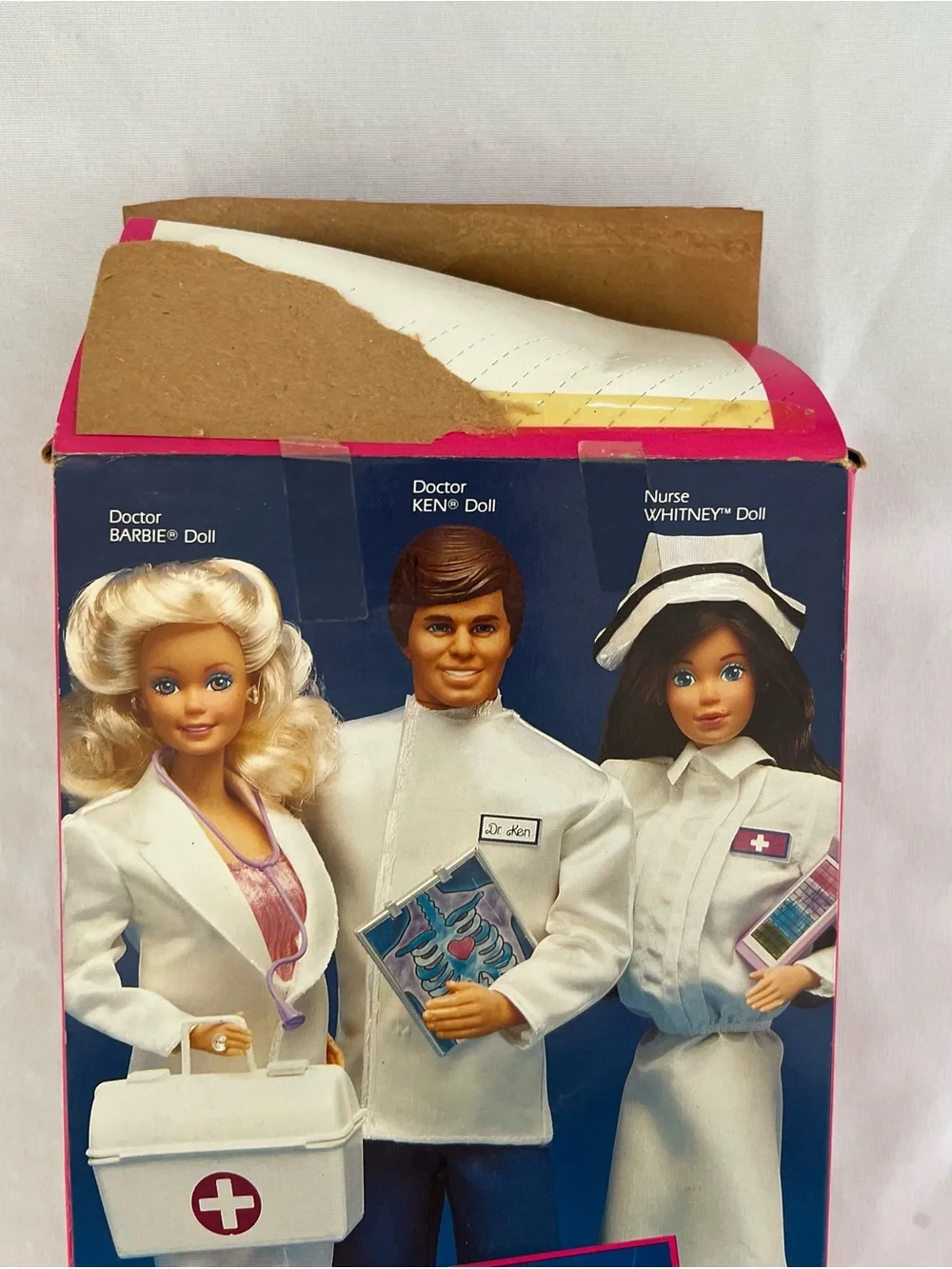 Vintage 1987 Doctor Barbie in White Coat with Pink Dress